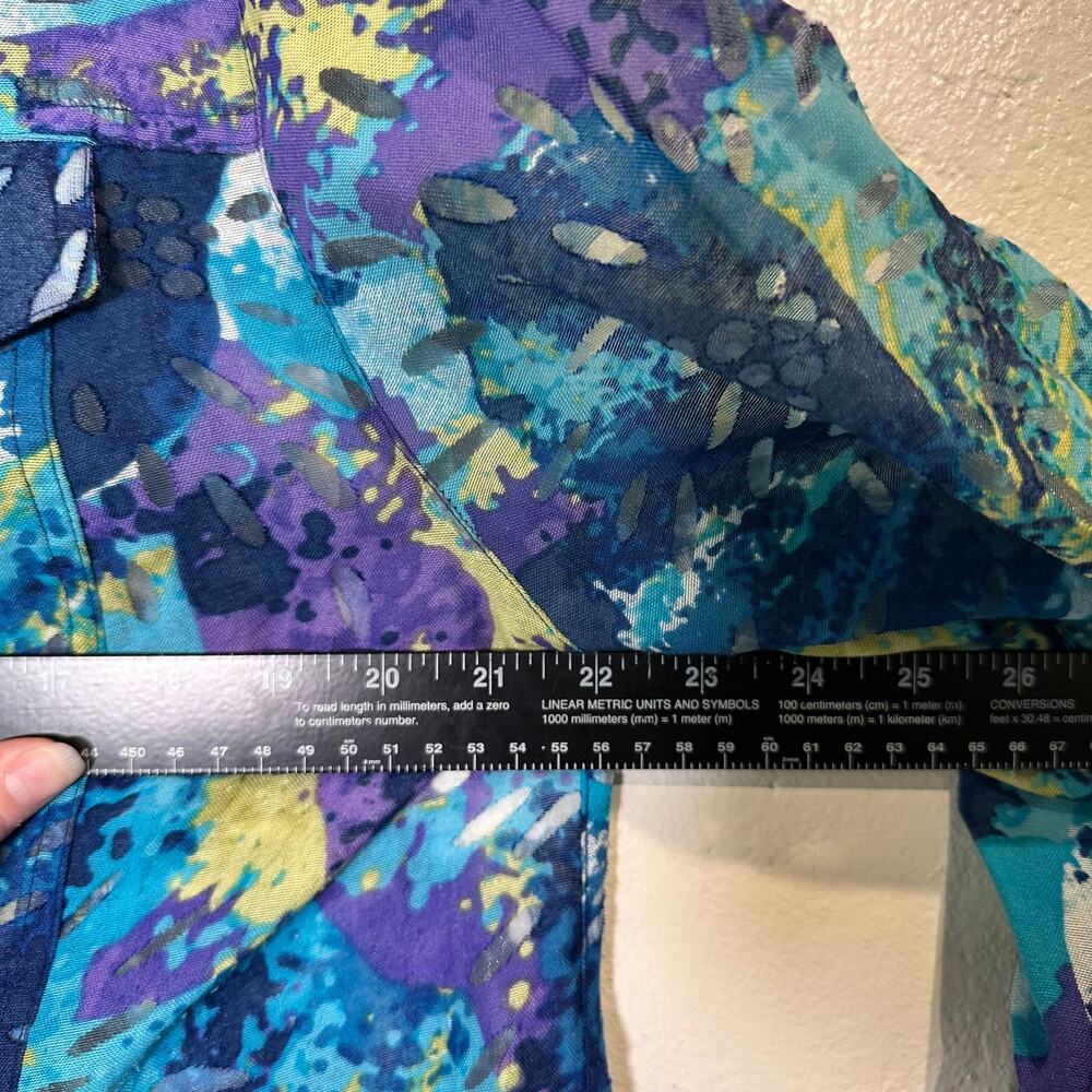 Ruby Rd. Jacket Shacket Sheer Color Splash Adjustable Sleeve Purple Button Up - Picture 8 of 10